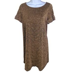 Sezane Dress Womens XS Gold Shift Y2K Metallic Mini Quiet Luxury Holiday Party